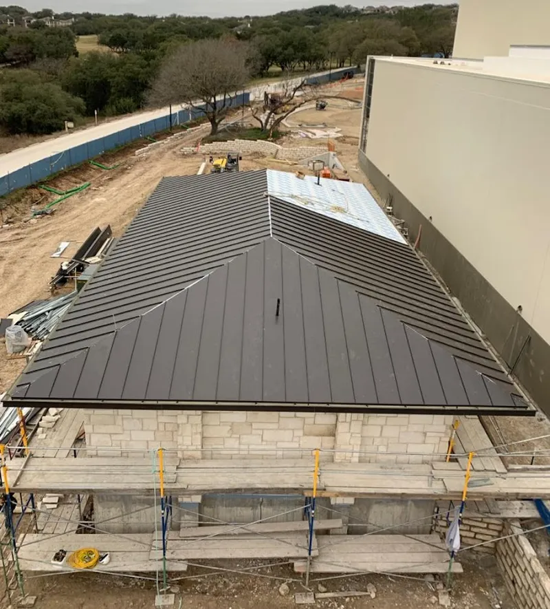 Metal roof new construction with scaffolding in Tracyton
